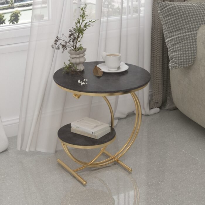 Side Table in Stainless Steel and Marble – TB-SS-05 - Image 1