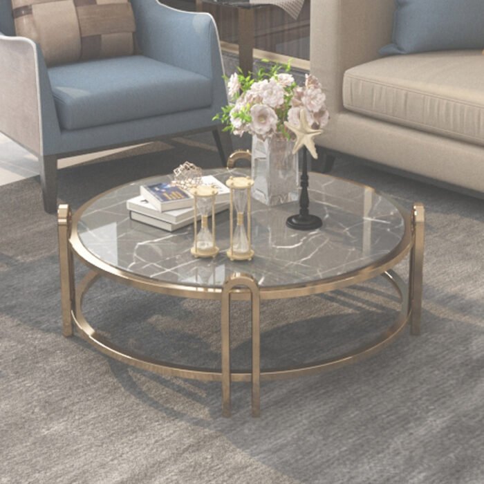Stainless Steel Table with Printed Glass – TB-SS-06 - Image 1