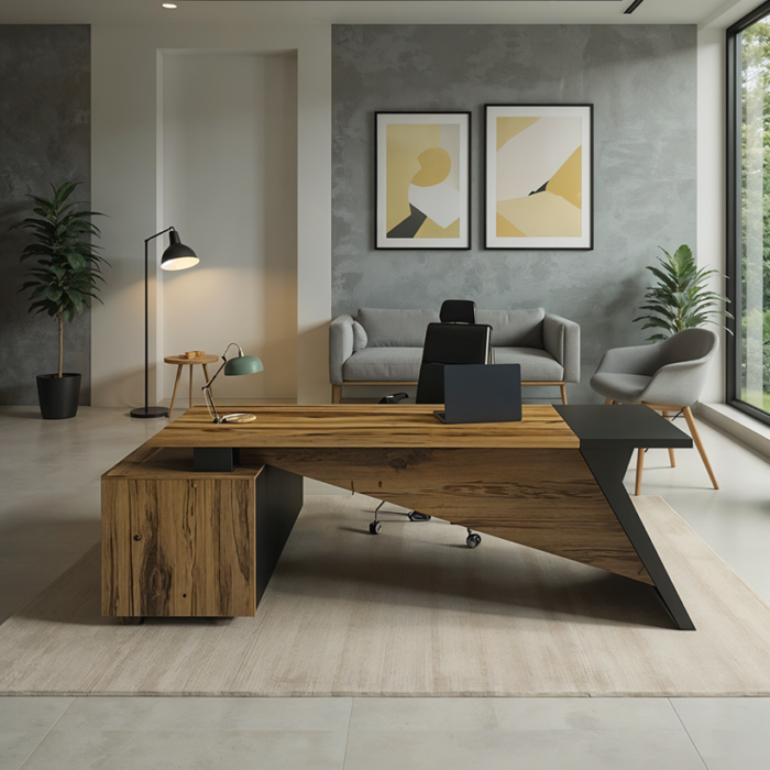 Modern Desk with Sharp Angles DSK-WRK-02 - Image 1